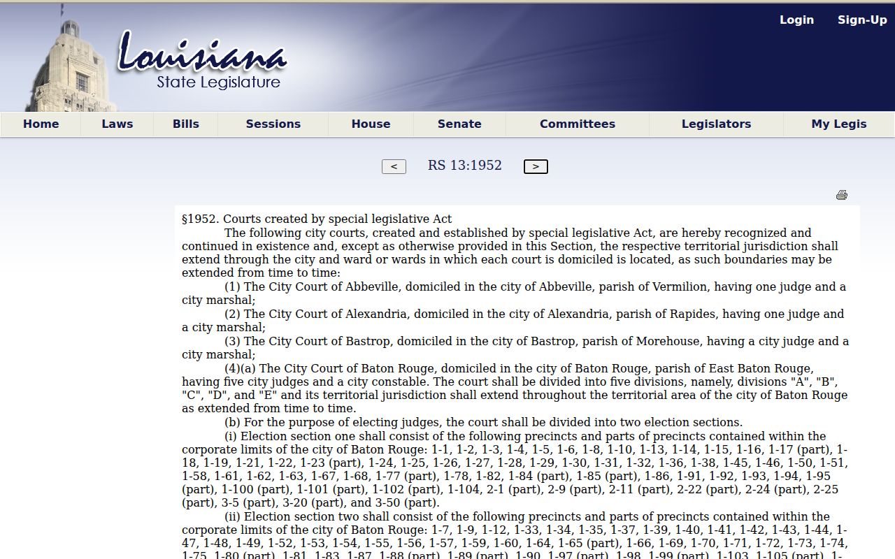 Bunkie court records statute and court structure reference