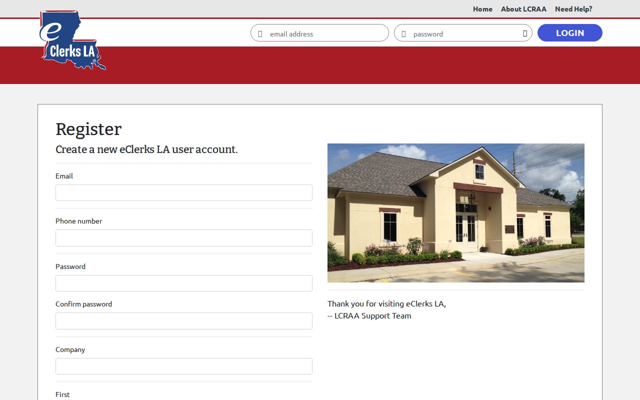 Avoyelles case search eClerks LA account registration page