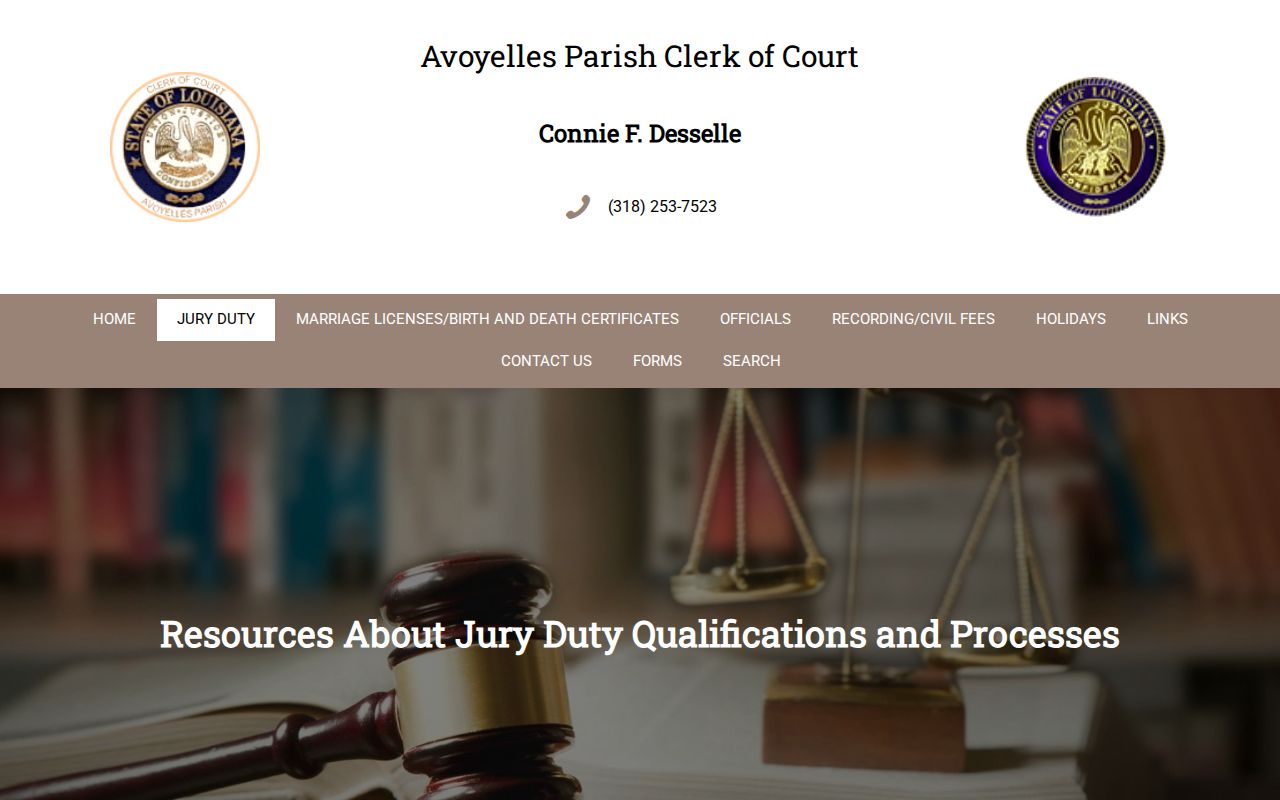 Avoyelles Parish Clerk jury-duty information for court schedule and reporting logistics