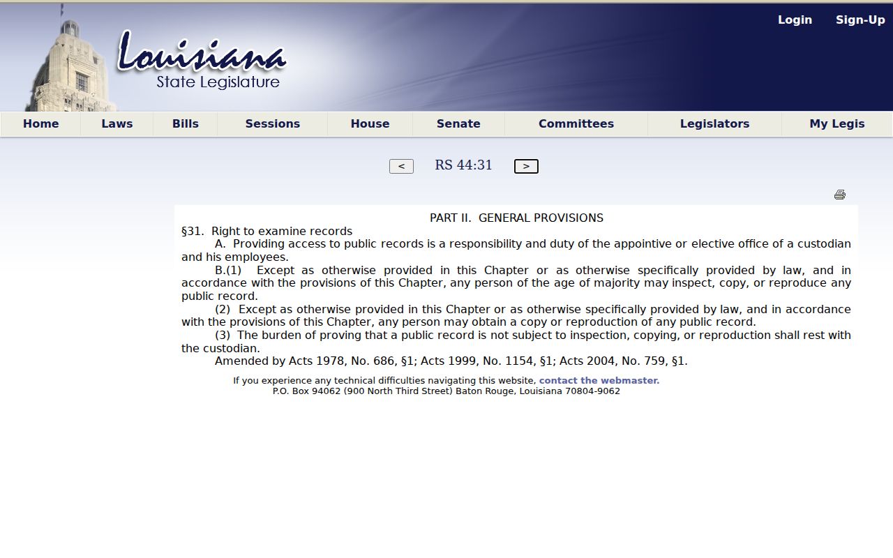 Avoyelles court records Louisiana public-record access statute